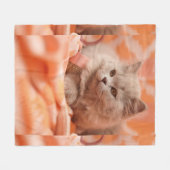 カスタム画像のキュートな猫の美しい目 フリースブランケット (正面(横))