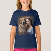 カスタム画像 犬好き ネイビーTシャツ デザイン Tシャツ (正面)