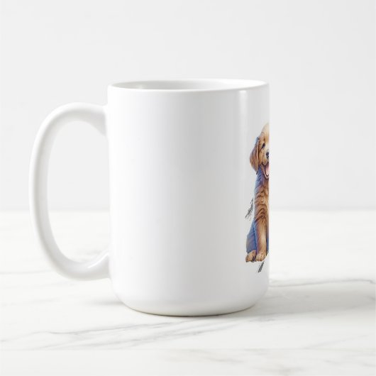 カスタム番号1パパ子犬 コーヒーマグカップ (左)