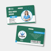 カスタム病院とビジネスIDバッジ – グリーンカード バッジ (正面&裏面)