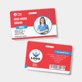 カスタム病院とビジネスIDバッジ – レッドカード バッジ (表裏)