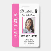 カスタム病院の医療員の写真ピンクID不良 バッジ (正面)