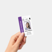 カスタム病院の医療従事者写真紫ID バッジ (手持ち)