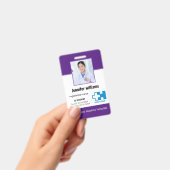 カスタム病院の従業員のロゴと写真とバーコードID バッジ (手持ち)