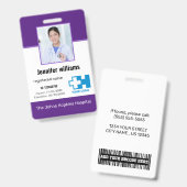 カスタム病院の従業員のロゴと写真とバーコードID バッジ (正面&裏面)