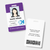 カスタム病院の従業員のロゴと写真とバーコードID バッジ (正面＆裏面)