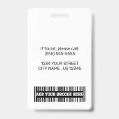 カスタム病院の従業員のロゴと写真とバーコードID バッジ (裏面)