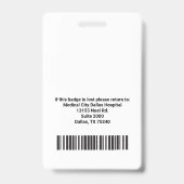 カスタム病院の従業員のロゴと写真IDバッジ バッジ (裏面)