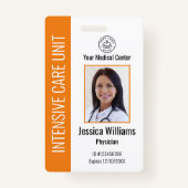 カスタム病院の従業員ロゴ写真オレンジID バッジ (正面)