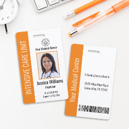 カスタム病院の従業員ロゴ写真オレンジID バッジ