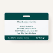 カスタム病院の従業員ロゴ青い緑の写真ID バッジ (裏面)