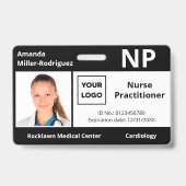 カスタム病院の従業員ロゴ黒い写真ID バッジ (正面)