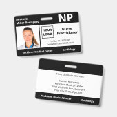 カスタム病院の従業員ロゴ黒い写真ID バッジ (正面＆裏面)