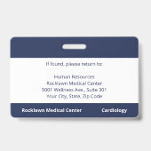 カスタム病院の従業員ロゴNavy Blue Photo ID バッジ (Back)