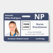 カスタム病院の従業員ロゴNavy Blue Photo ID バッジ (Front)