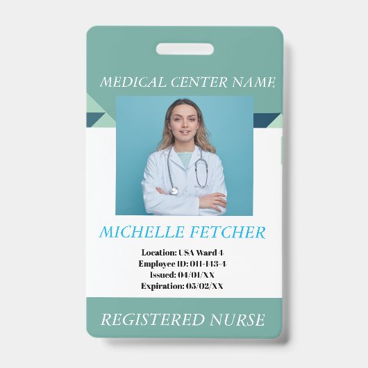 カスタム病院の従業員写真IDバッジ バッジ (正面)