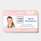 カスタム病院従業員ロゴ ピンクの写真付きIDバッジ バッジ (Front)