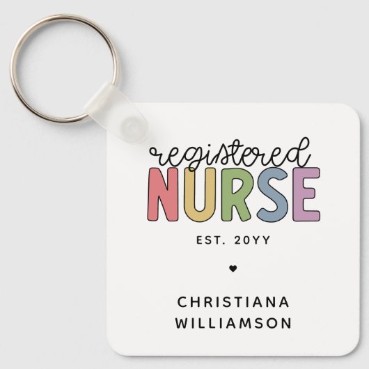 カスタム登カラフル録ナースRN卒業 キーホルダー (正面)