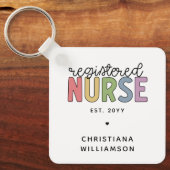 カスタム登カラフル録ナースRN卒業 キーホルダー (正面)