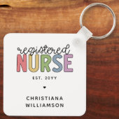 カスタム登カラフル録ナースRN卒業 キーホルダー (裏面)