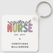 カスタム登カラフル録ナースRN卒業 キーホルダー (裏面)