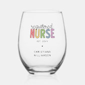 カスタム登カラフル録ナースRN卒業 ステムなしワイングラス (正面)