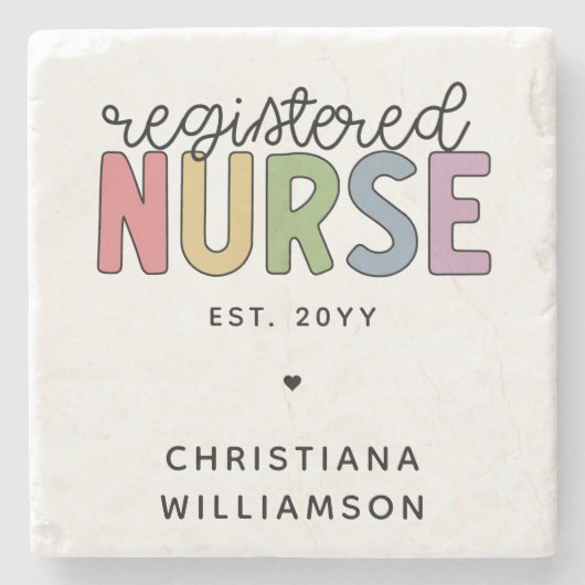 カスタム登カラフル録ナースRN卒業 ストーンコースター (正面)