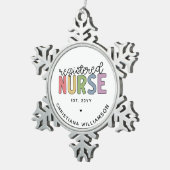 カスタム登カラフル録ナースRN卒業 スノーフレークピューターオーナメント (右)