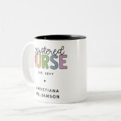 カスタム登カラフル録ナースRN卒業 ツートーンマグカップ (正面左)