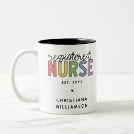 カスタム登カラフル録ナースRN卒業 ツートーンマグカップ