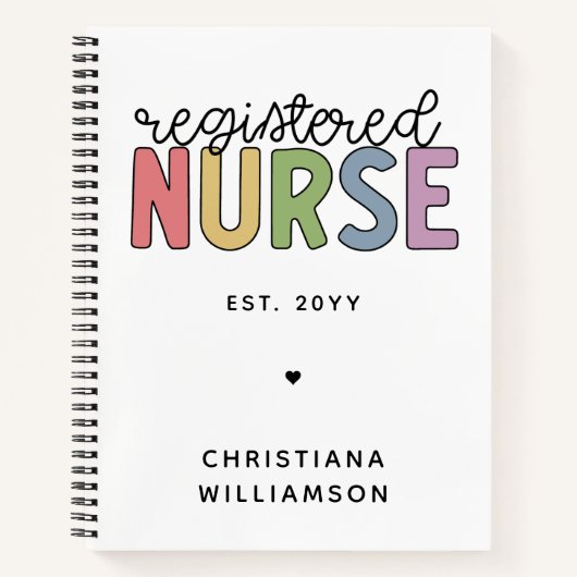 カスタム登カラフル録ナースRN卒業 ノートブック (正面)