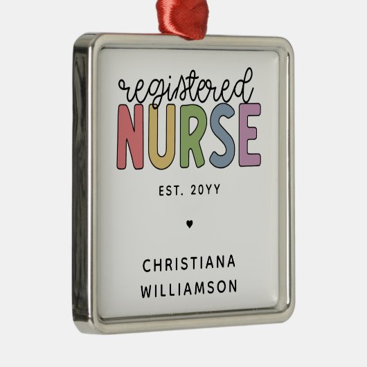 カスタム登カラフル録ナースRN卒業 メタルオーナメント (右)