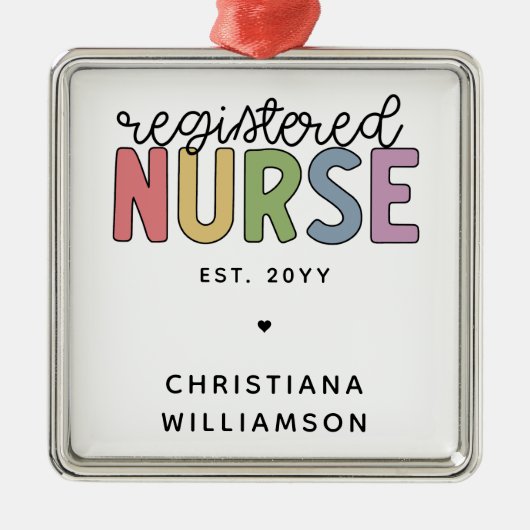 カスタム登カラフル録ナースRN卒業 メタルオーナメント (正面)