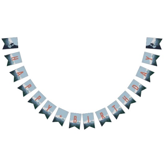 カスタム登山テーマ誕生日パーティー バンティングフラッグ (全)