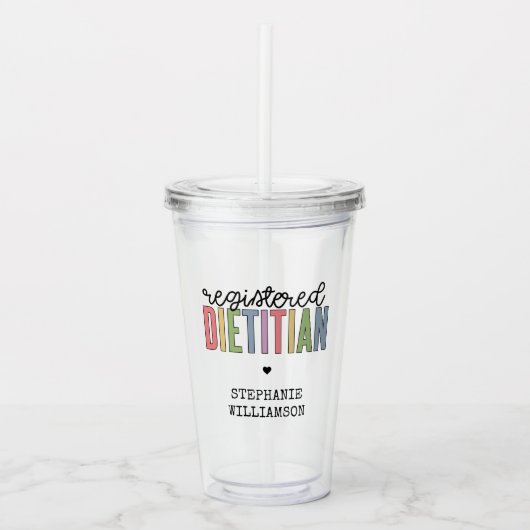 カスタム登録栄養士数々の色RD アクリルタンブラー (正面)
