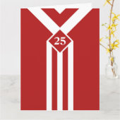 カスタム白いストライプと赤の山形 カード (黄色い花)