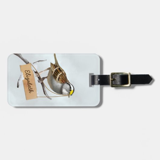 カスタム白い喉の付いたスパロー ラゲッジタグ (正面横)