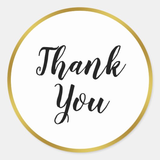カスタム白とエレガント金ゴールドフェイクありがとう ラウンドシール (正面)