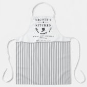 カスタム白とグレーのストライプキッチン エプロン (正面)