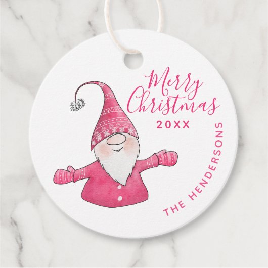 カスタム白とピンクかわいい格言メリークリスマス フェイバータグ (正面)
