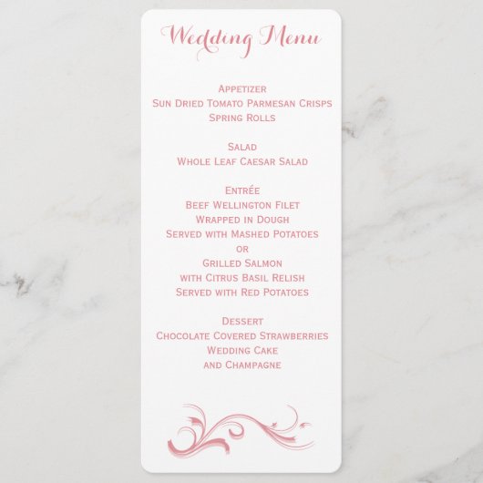 カスタム白とピンクのメ結婚ニュー メニュー (正面)