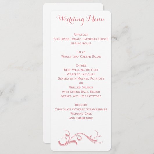 カスタム白とピンクのメ結婚ニュー メニュー (正面/裏面)