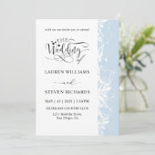 カスタム白と柔らかいライトブルー結婚ズ 招待状 (スタンド正面)