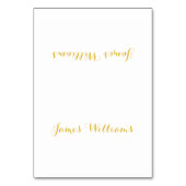 カスタム白と金ゴールド置き設定カード テーブルナンバー (正面)