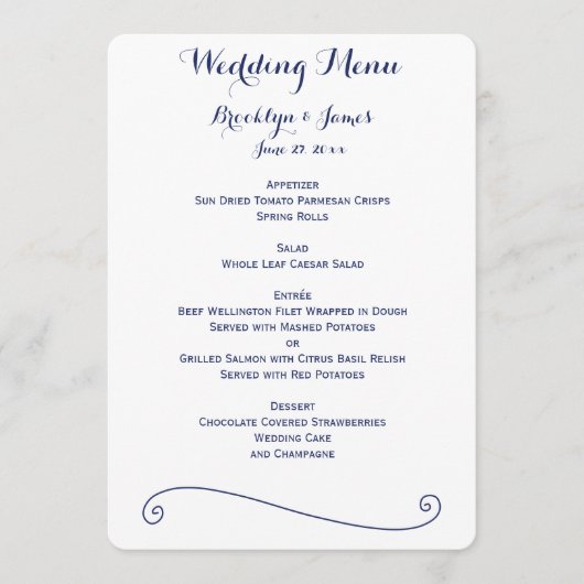 カスタム白と青のメ結婚ニュー メニュー (正面)