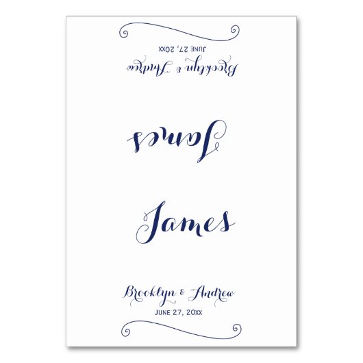 カスタム白と青の結婚座席表 テーブルナンバー (正面)