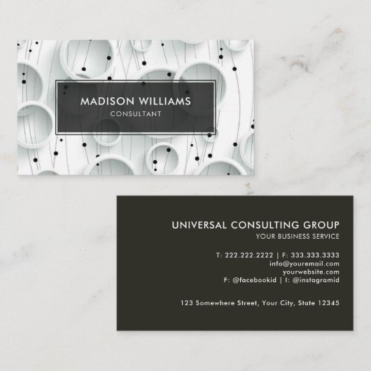 カスタム白と黒のリングや輪ファンシープロフェッショナル 名刺 (正面/裏面)