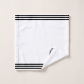 カスタム白のペンギンとブラックストライプ3つ バスタオルセット (ウォッシュタオル)