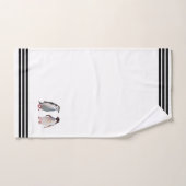 カスタム白のペンギンとブラックストライプ3つ バスタオルセット (ハンドタオル)
