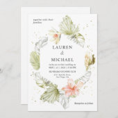 カスタム白アフリカ自然フレ結婚ーム 招待状 (正面/裏面)